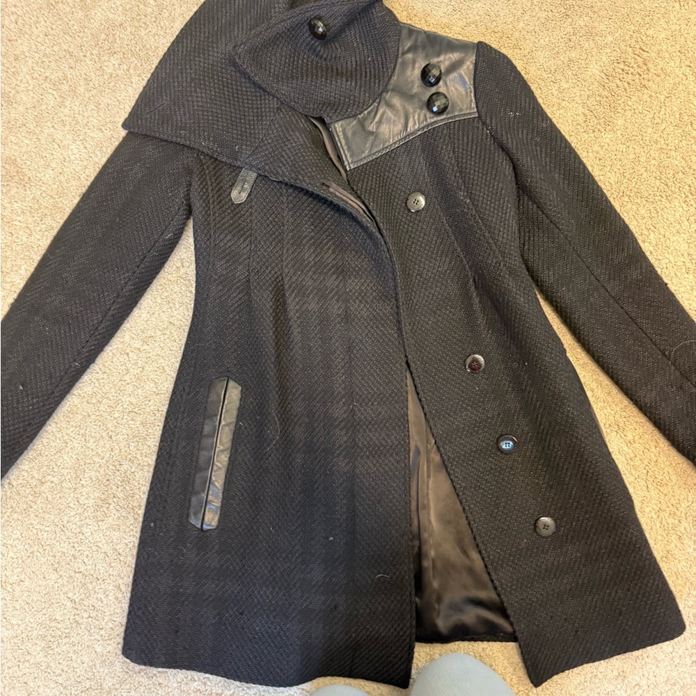 Mackage Black Trench Coat with Tailored Silhouette